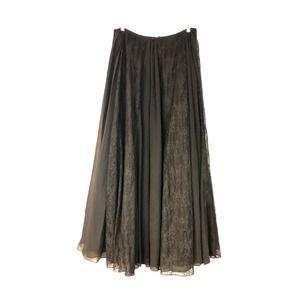 TERI JON LACE TRIM BLACK SILK COCKTAIL SKIRT 14